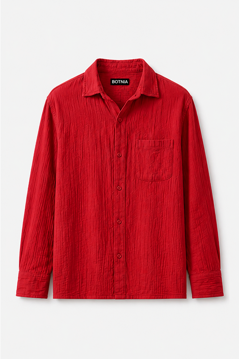 Gauze Crop Shirt : Crimson Red