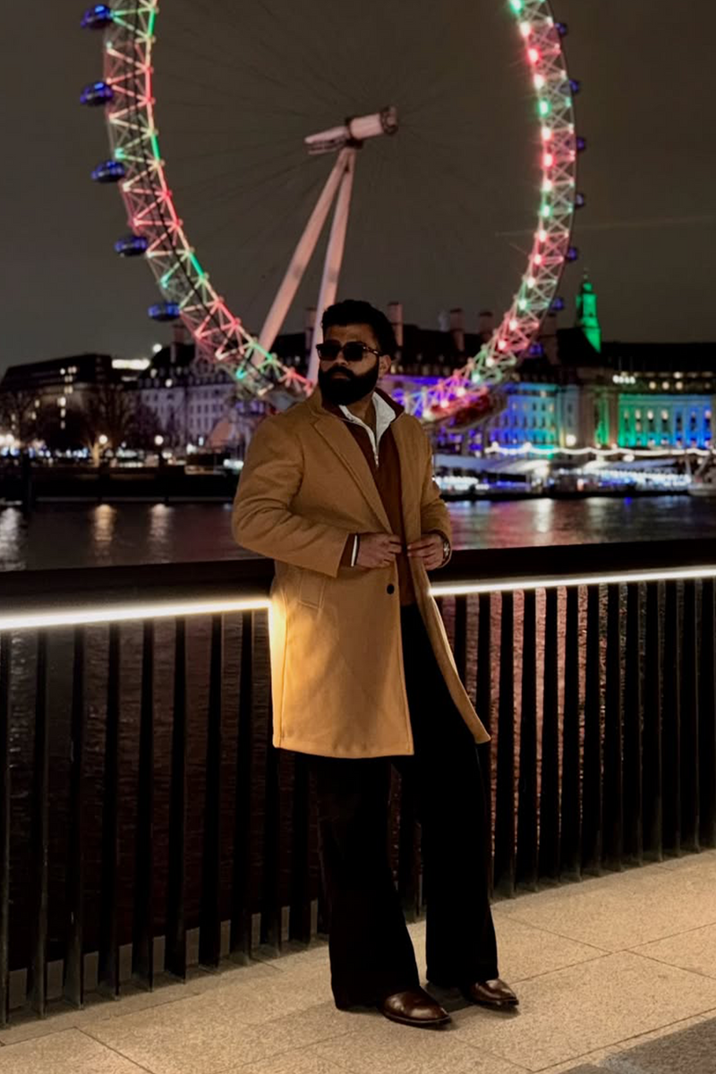 Camel - Men Wool Blend Coat