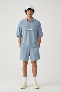 Men premium cotton co-ord set : Alice Blue