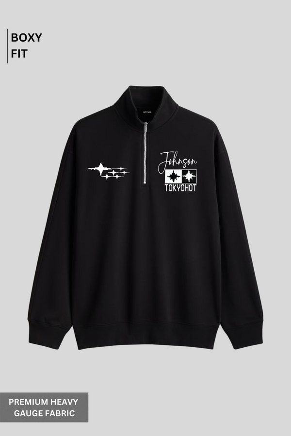 Racing Zip-top Black Oversized Sweatshirt