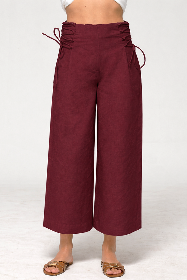 Olina Linen Pants : Merlot
