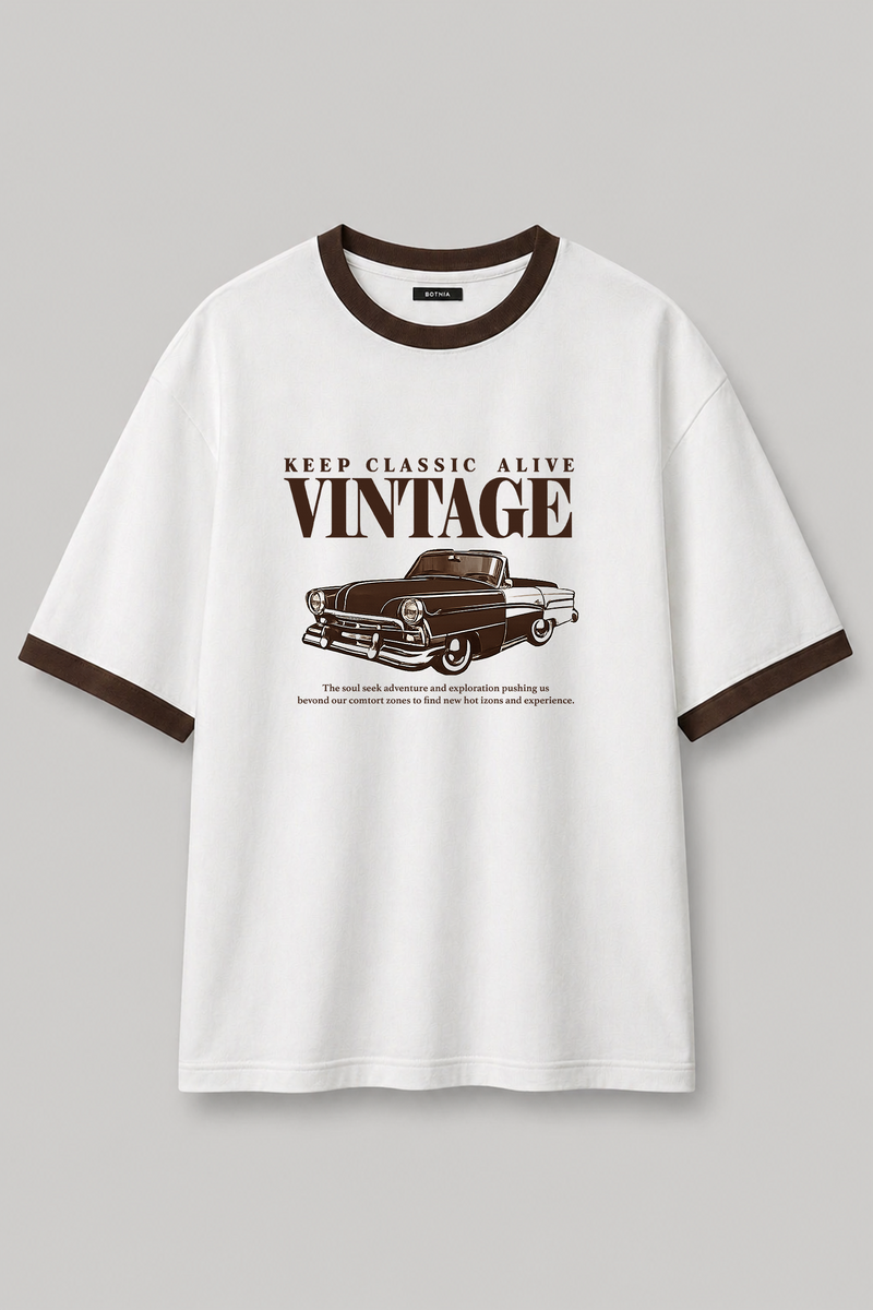 Vintage - Ringer Cropped Tee