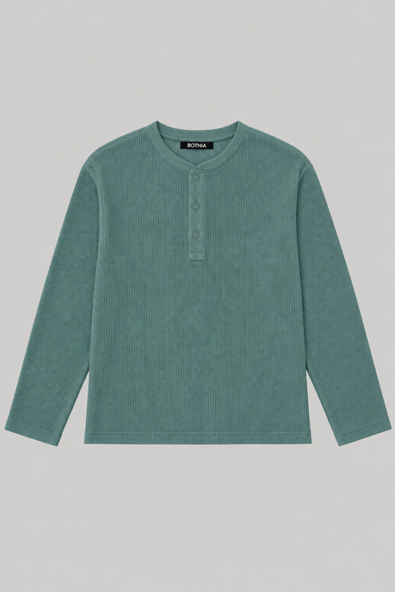 Henley Waffle - Dusty Sage