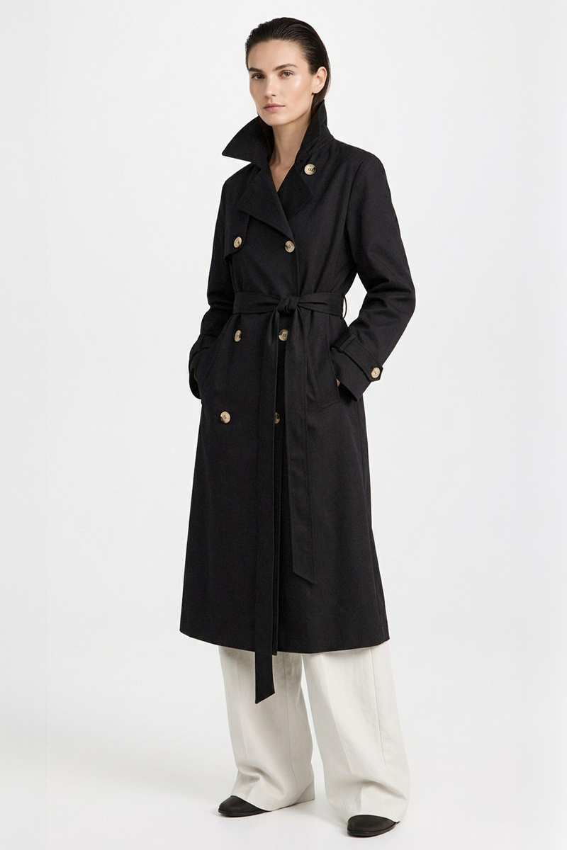 Long belted trench coat - Black