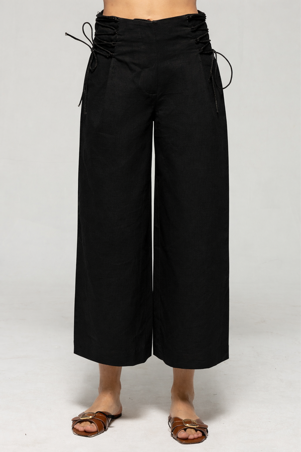 Olina Linen Pants : Black
