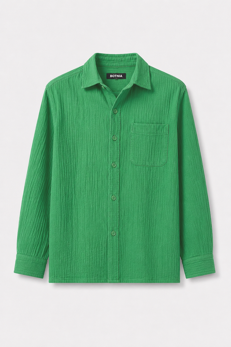 Gauze Crop Shirt : Forest Green