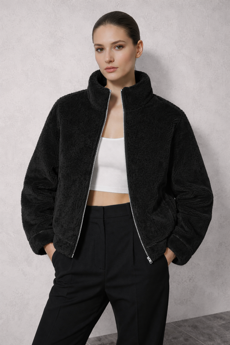 Black teddy jacket : Black