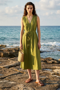 Naira Linen Dress : Green