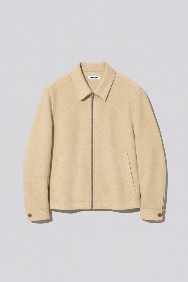 Single Collar Bomber Jacket - Vanilla