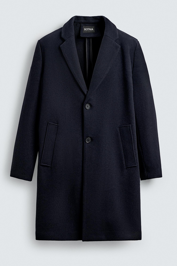 Navy - Men Wool Blend Coat
