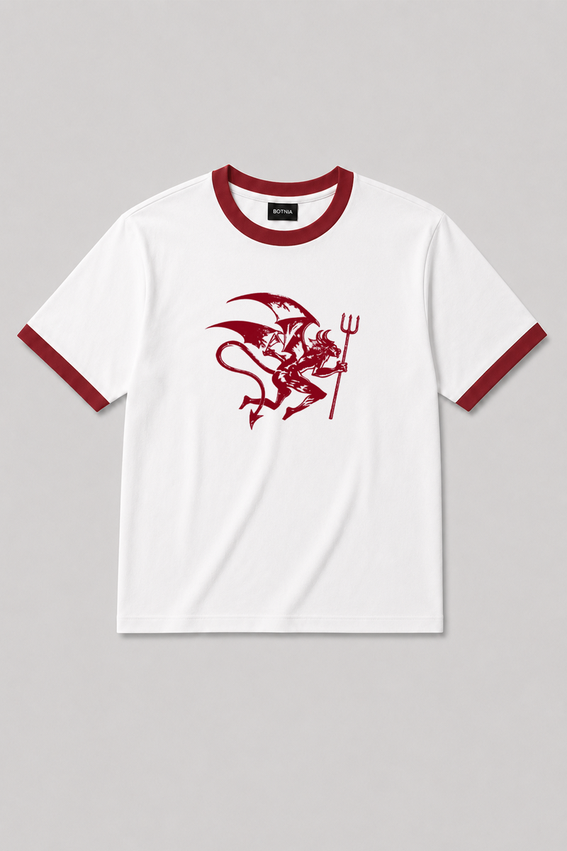 The Devil Made Me Do it - Ringer Cropped Tee