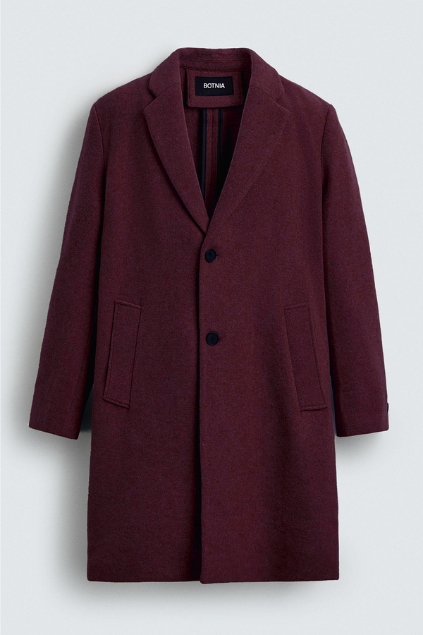 Wine - Men Wool Blend Coat
