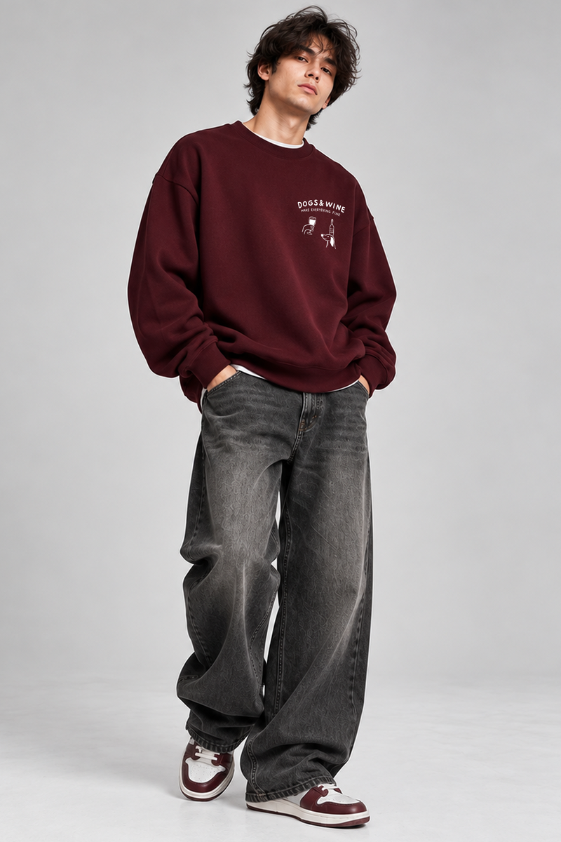 Dogs And Wine - Oversized Sweatshirt