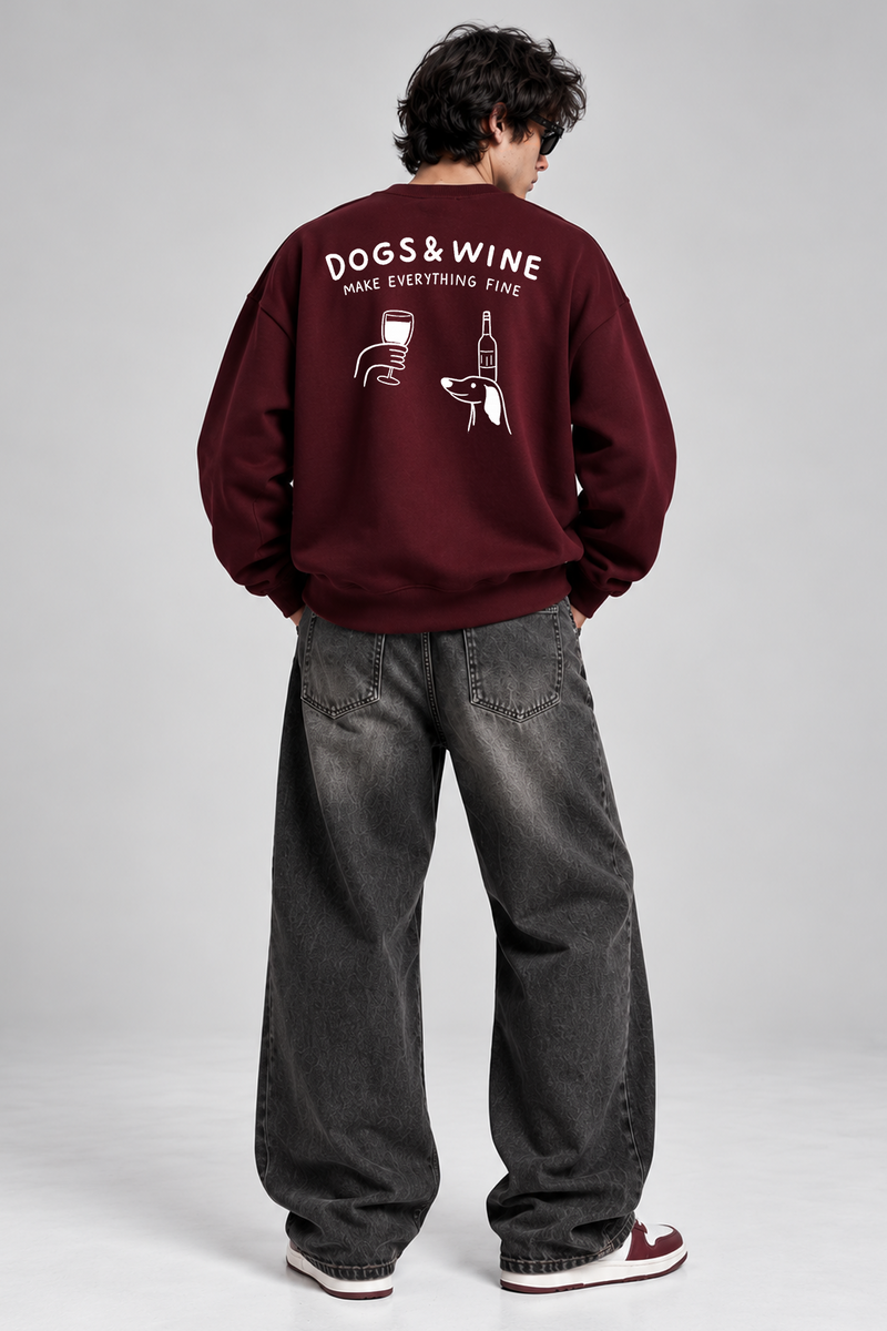 Dogs And Wine - Oversized Sweatshirt