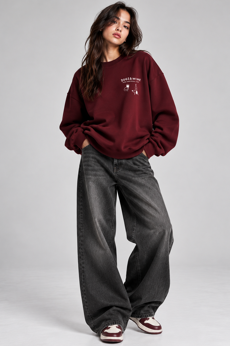 Dogs And Wine - Oversized Sweatshirt