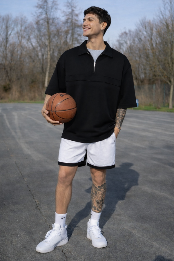 Premium Zipper T-Shirt : Black