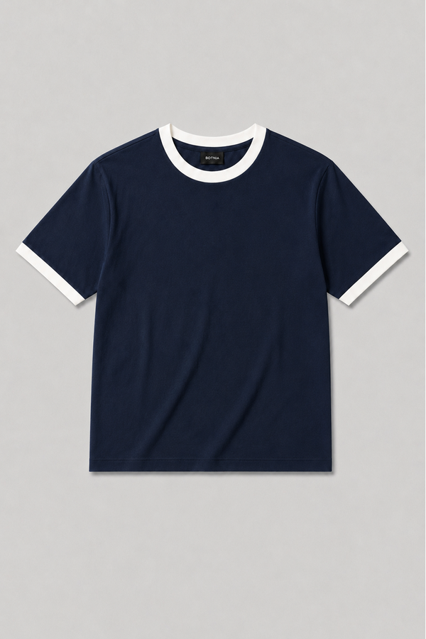 Navy - White - Ringer Cropped Tee