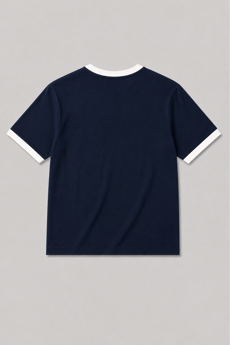 Navy - White - Ringer Cropped Tee