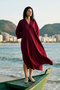 Jeany Linen Kaftan : Merlot