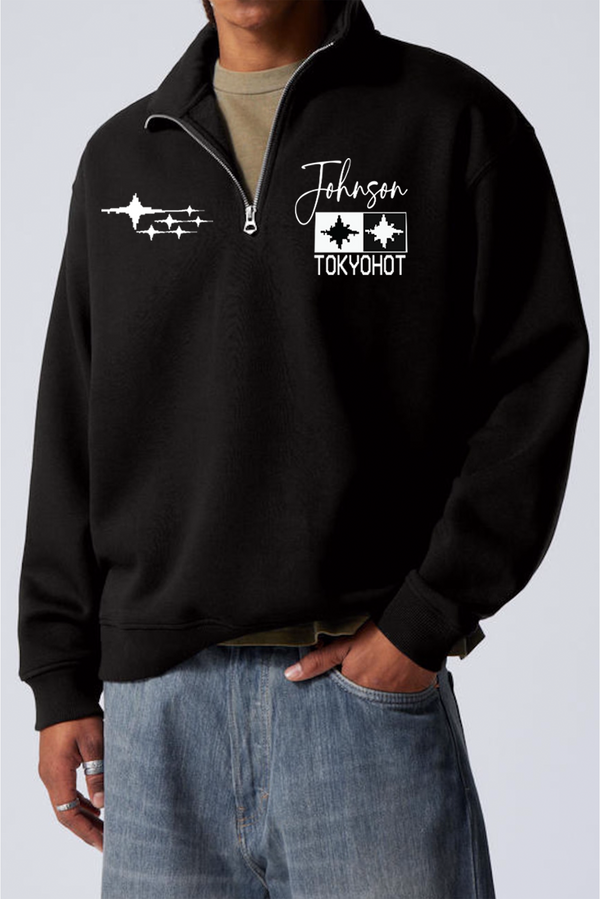 Racing Zip-top Black Oversized Sweatshirt