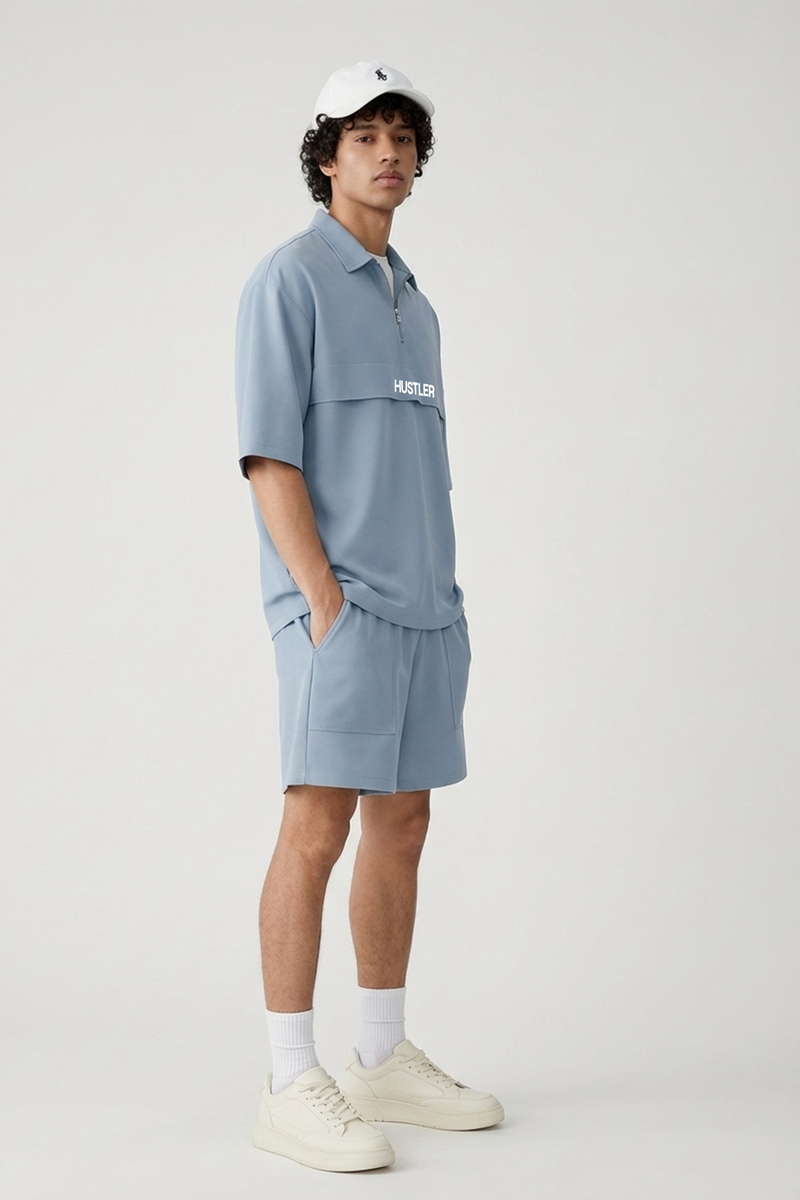 Men premium cotton co-ord set : Alice Blue