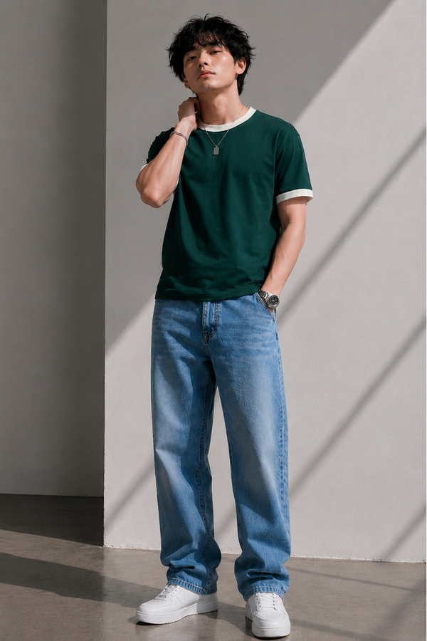 Emerald Green - Ringer Cropped Tee