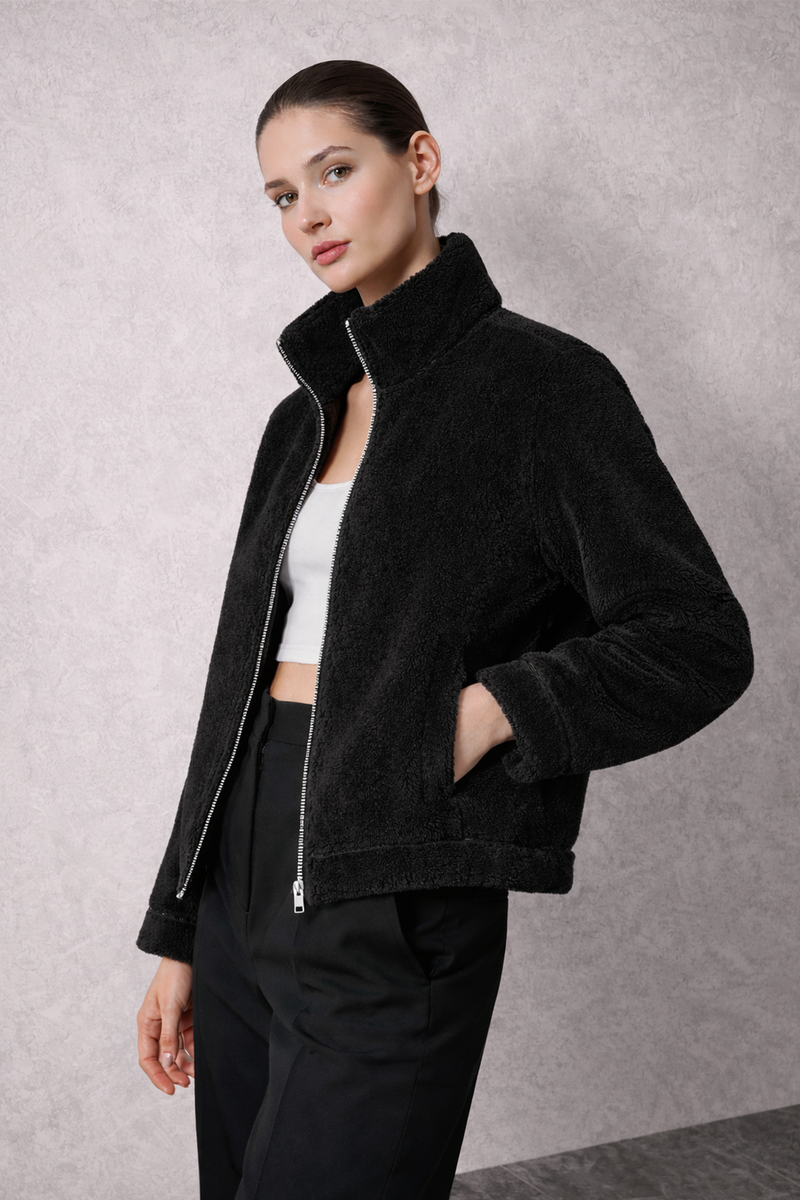 Black teddy jacket : Black