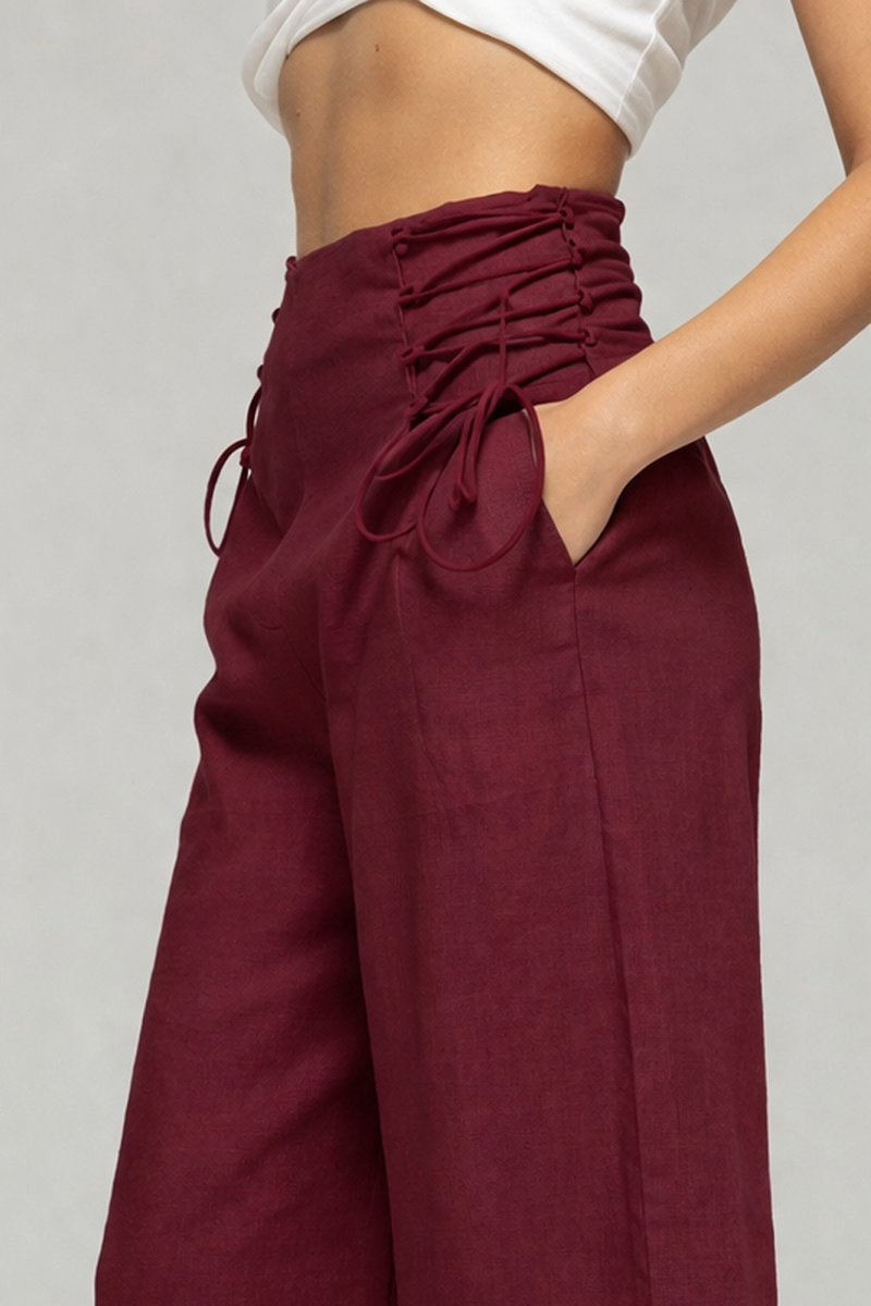 Olina Linen Pants : Merlot