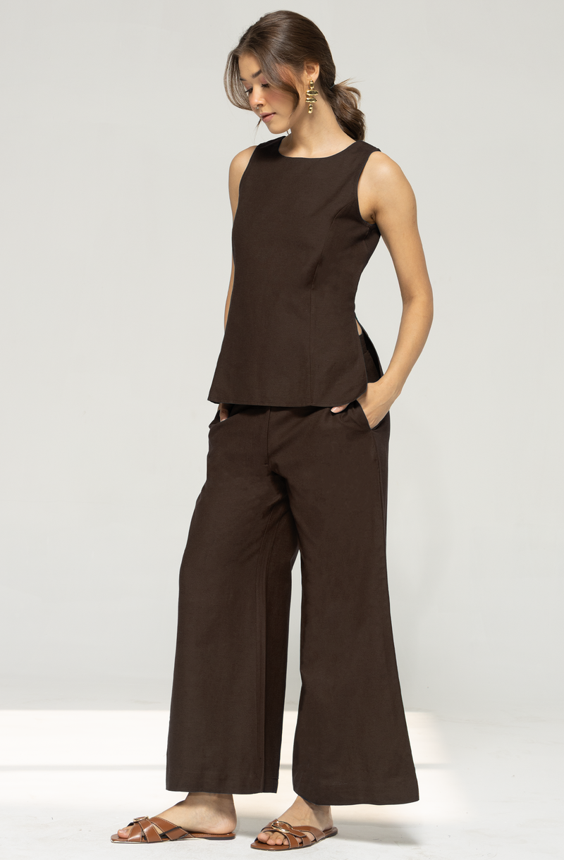Lisa Linen Set : Brown
