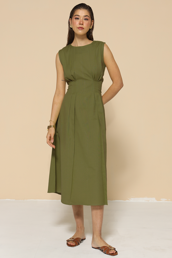 Eva Linen Dress : Green