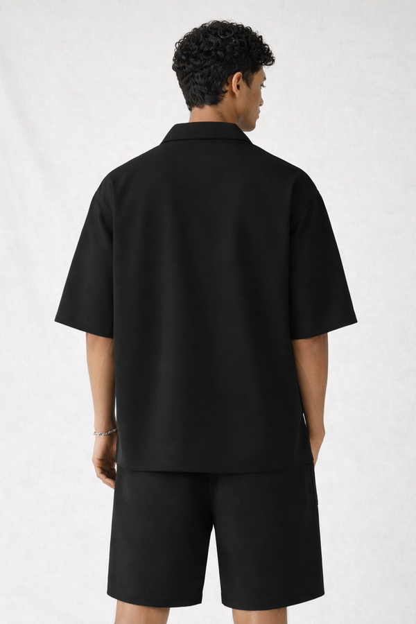 Men premium cotton co-ord set : Black