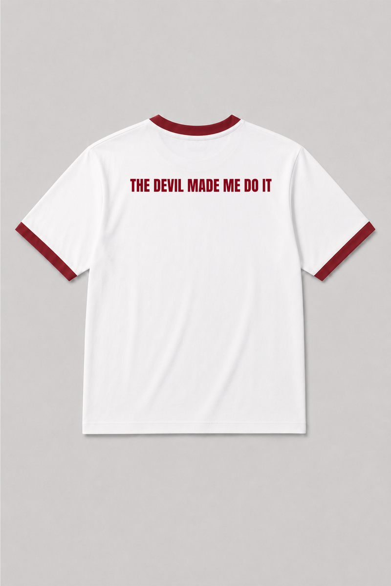 The Devil Made Me Do it - Ringer Cropped Tee