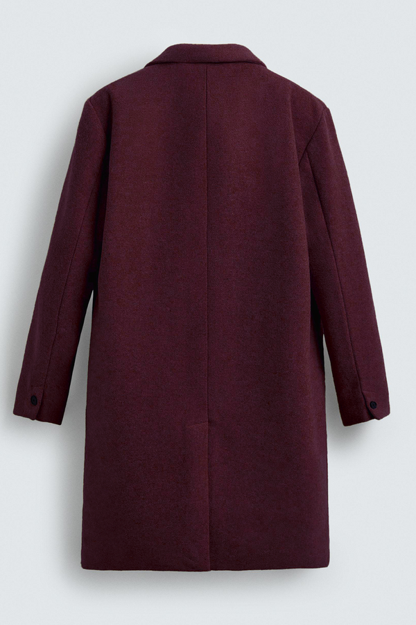 Wine - Men Wool Blend Coat