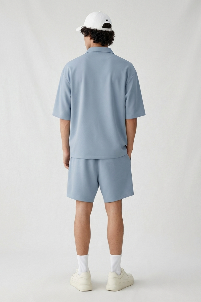 Men premium cotton co-ord set : Alice Blue