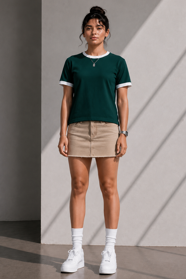 Emerald Green - Ringer Cropped Tee