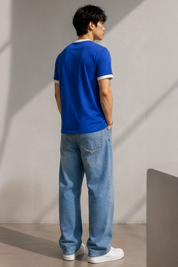 Blue Prosecco - Ringer Cropped Tee