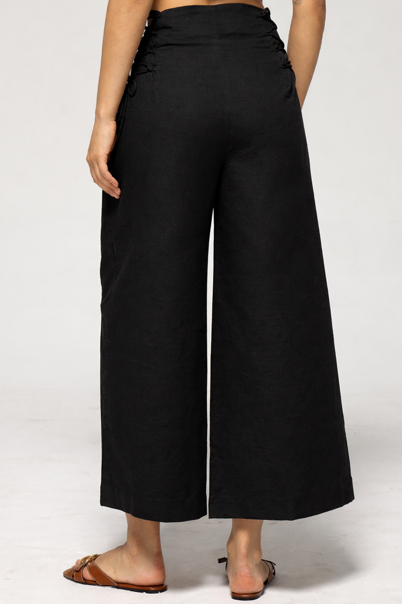 Olina Linen Pants : Black