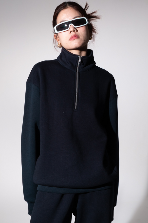 Zip-top Navy Oversized Sweatshirt