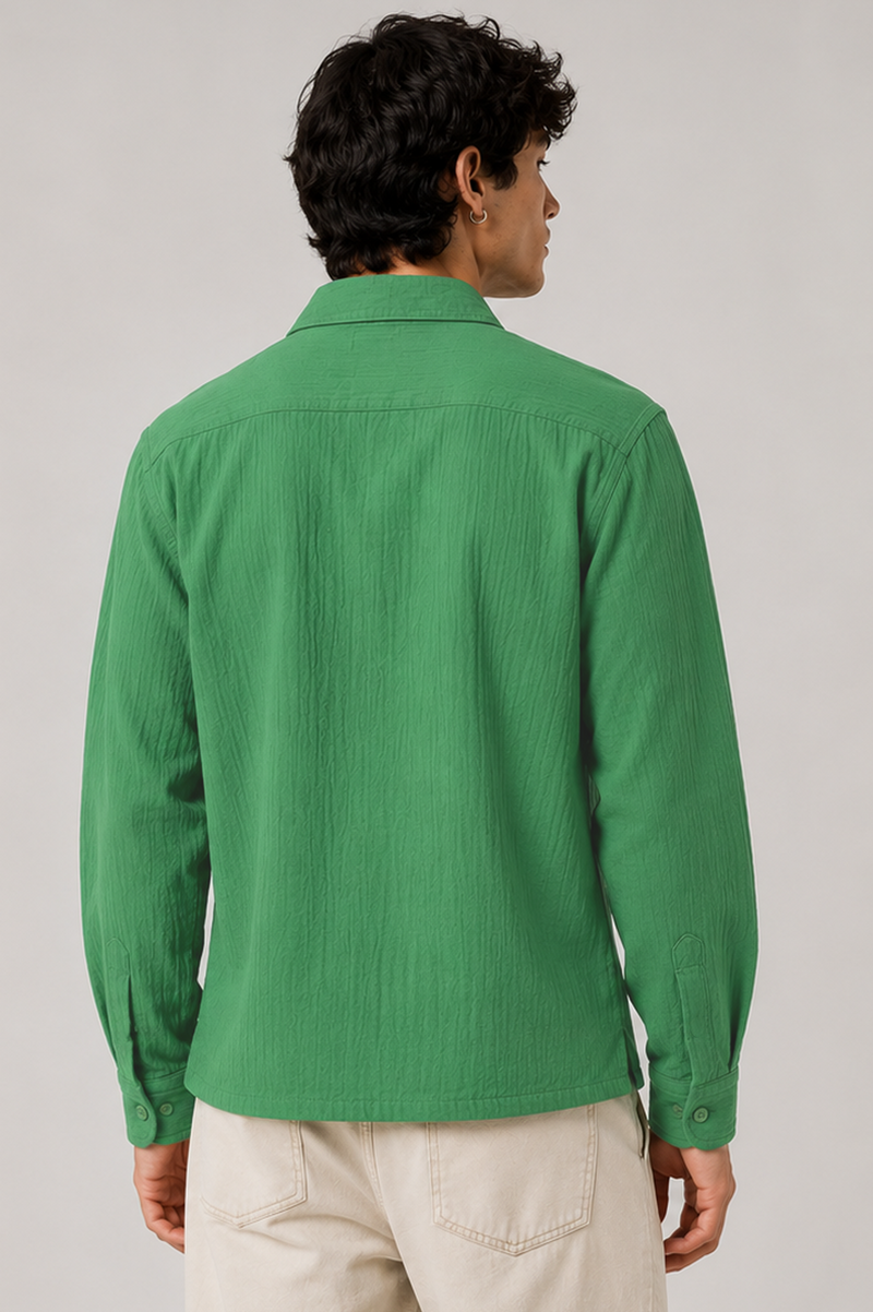 Gauze Crop Shirt : Forest Green