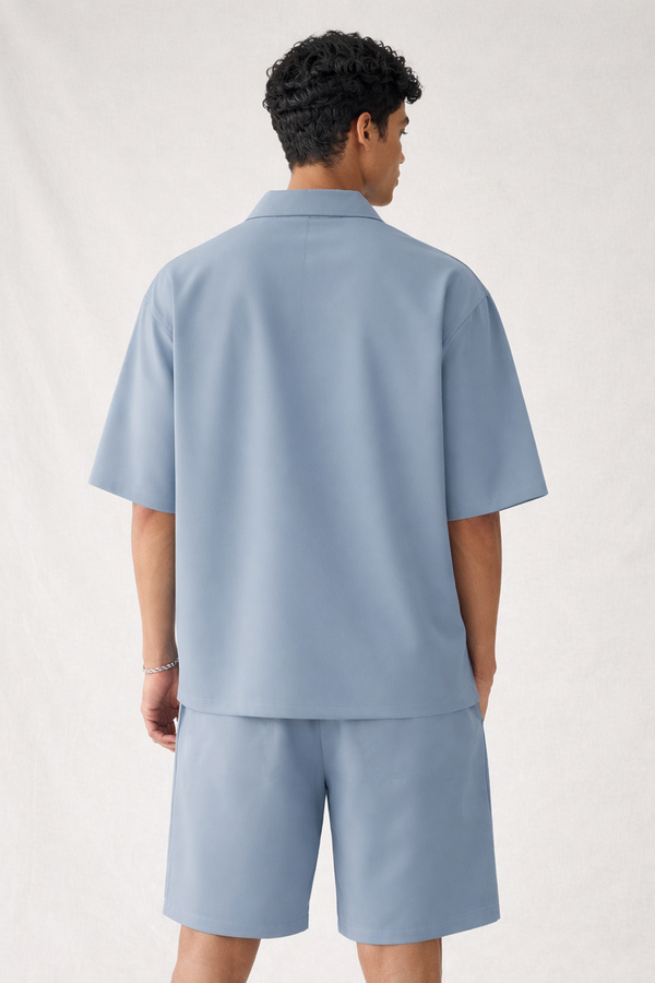Men premium cotton co-ord set : Alice Blue