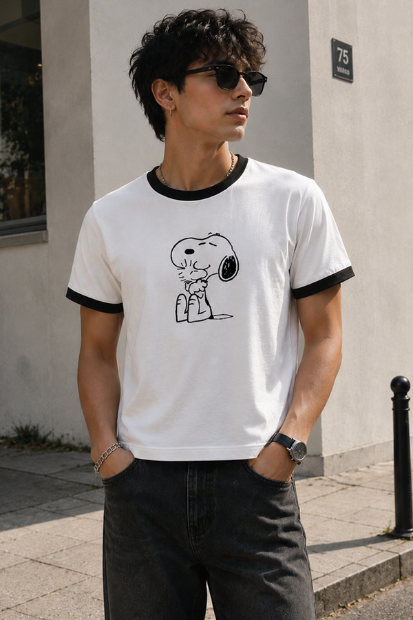 Snoopy - Ringer Cropped Tee