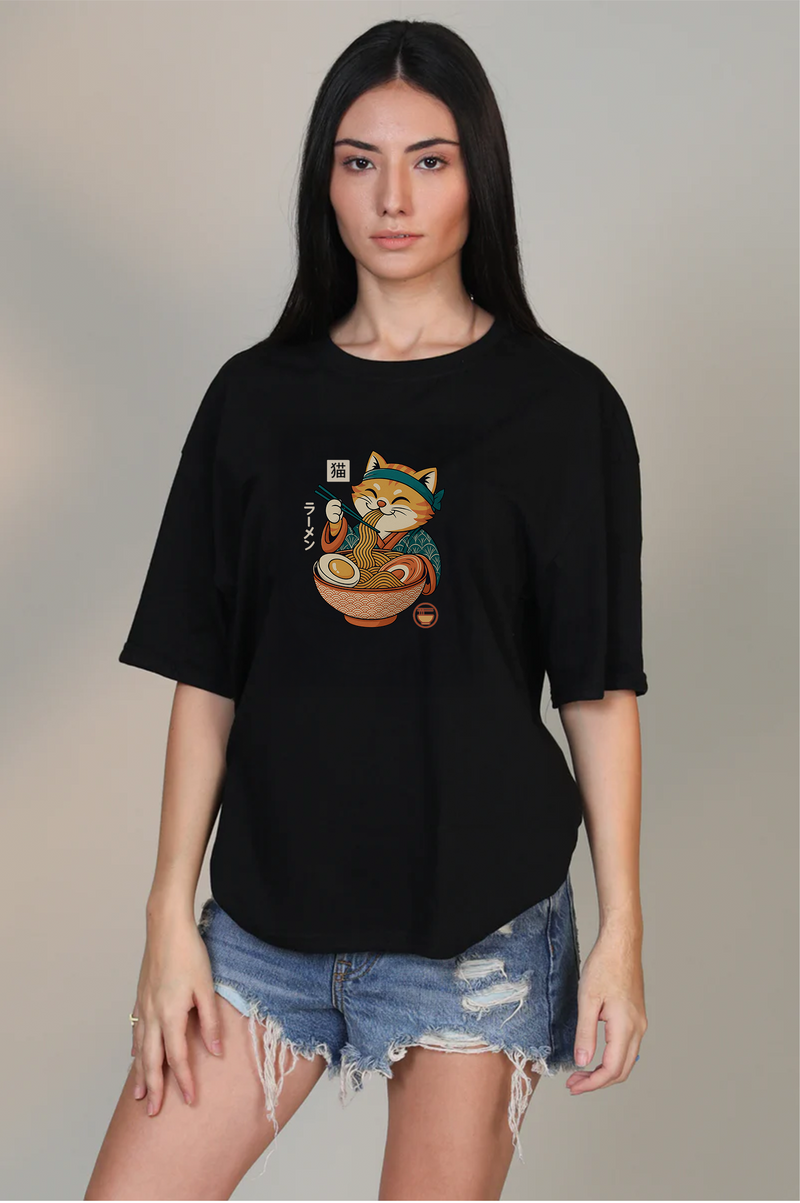Red Cat Ramen - Oversized T-Shirt