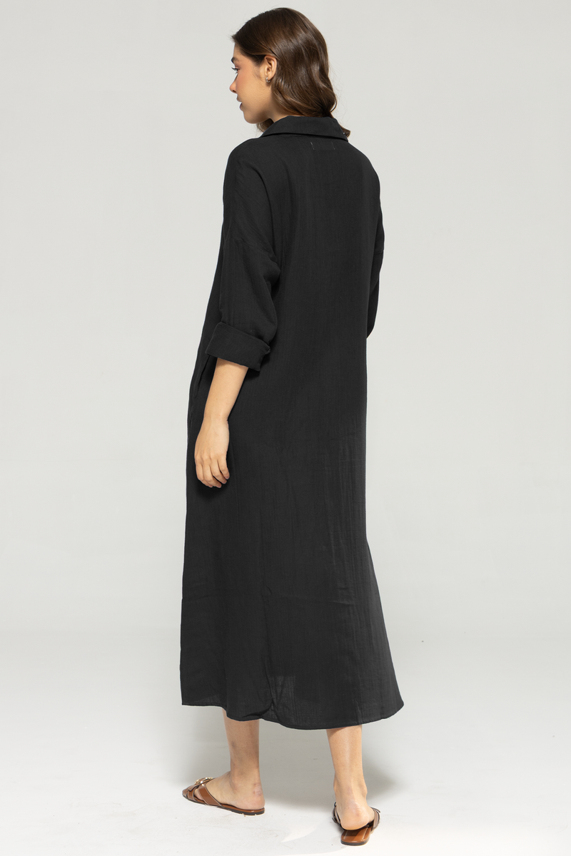 Nora Shirt Dress : Black