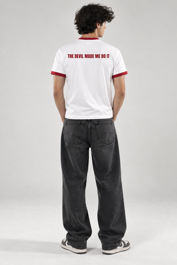 The Devil Made Me Do it - Ringer Cropped Tee