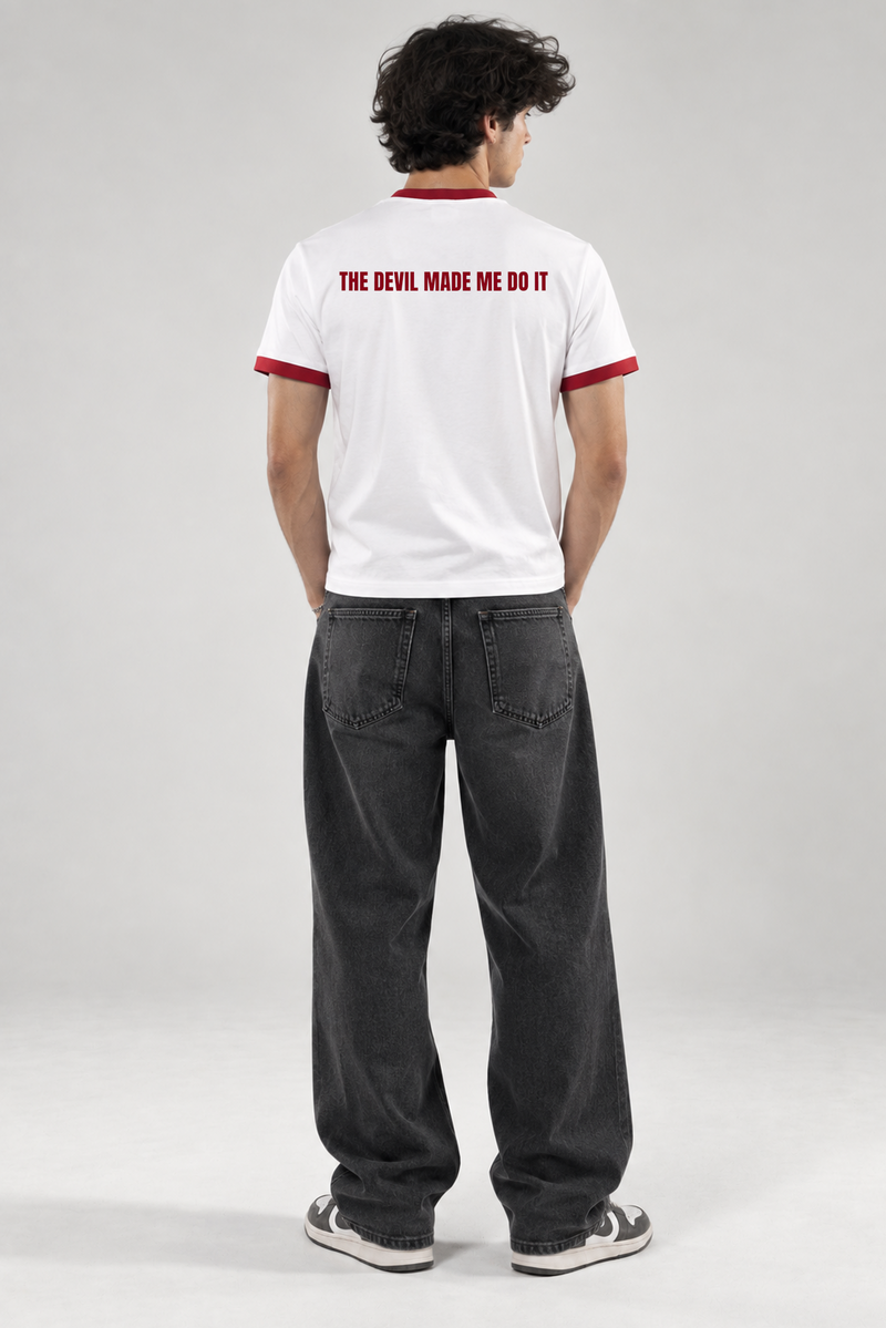 The Devil Made Me Do it - Ringer Cropped Tee