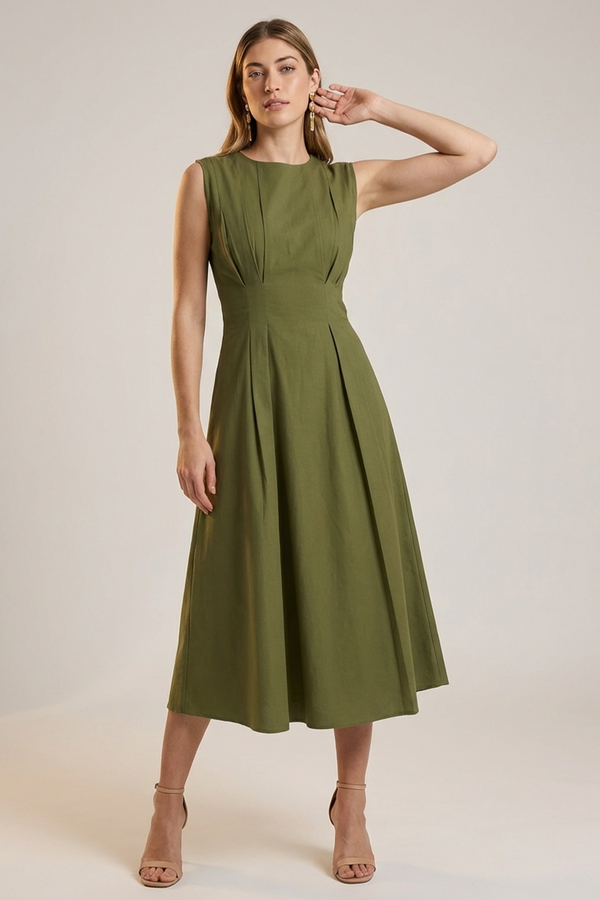 Eva Linen Dress : Green