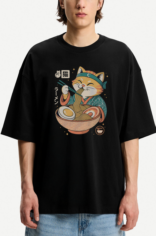 Red Cat Ramen - Oversized T-Shirt