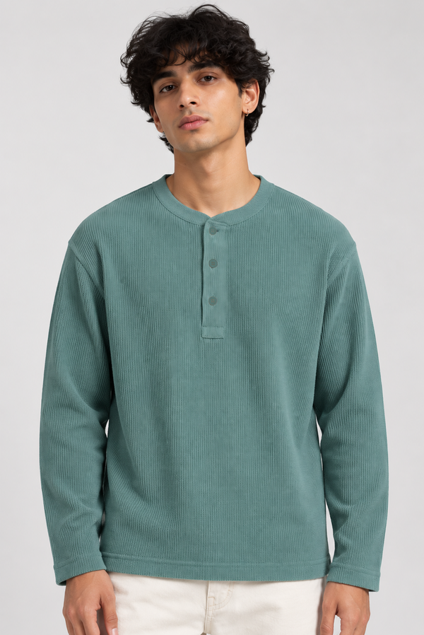Henley Waffle - Dusty Sage