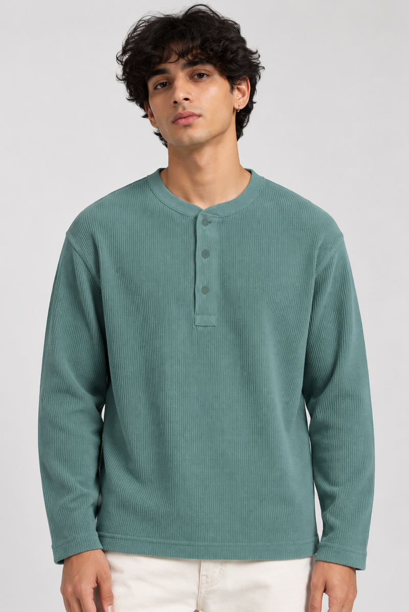 Henley Waffle - Dusty Sage
