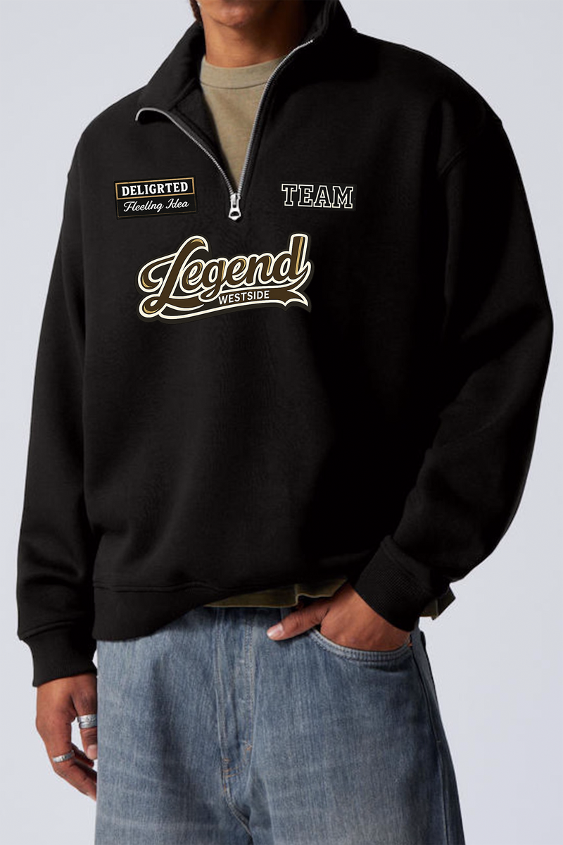 Legend - Zip-top Black Oversized Sweatshirt